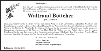 Traueranzeige von Waltraud Böttcher von Thüringer Allgemeine, Thüringische Landeszeitung