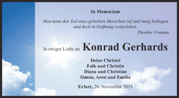 Traueranzeige von Konrad Gerhards