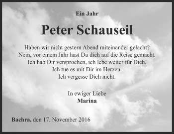 Traueranzeige von Peter Schauseil von Thüringer Allgemeine