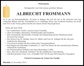 Traueranzeige von Albrecht Frommann von Thüringer Allgemeine