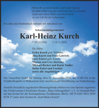 Traueranzeige von Karl-Heinz Kurch von Thüringer Allgemeine