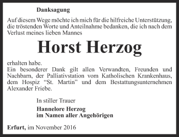 Traueranzeige von Horst Herzog