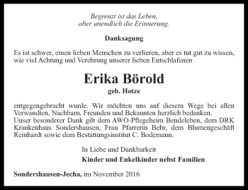 Traueranzeige von Erika Börold von Thüringer Allgemeine