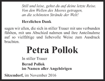 Traueranzeige von Petra Pollok von Ostthüringer Zeitung