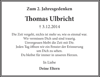 Traueranzeige von Thomas Ulbricht von Thüringer Allgemeine, Thüringische Landeszeitung