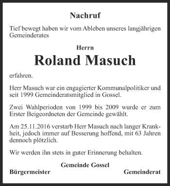 Traueranzeige von Roland Masuch von Thüringer Allgemeine