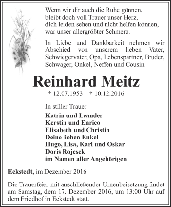 Traueranzeige von Reinhard Meitz von Thüringer Allgemeine, Thüringische Landeszeitung