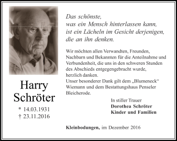 Traueranzeige von Harry Schröter von Thüringer Allgemeine
