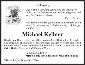 Traueranzeige von Michael Kellner von Thüringer Allgemeine, Thüringische Landeszeitung