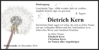 Traueranzeige von Dietrich Kern von Thüringer Allgemeine, Thüringische Landeszeitung