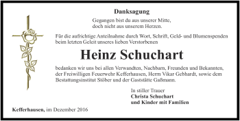 Traueranzeige von Heinz Schuchart von Thüringer Allgemeine