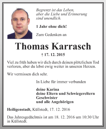 Traueranzeige von Thomas Karrasch von Thüringer Allgemeine