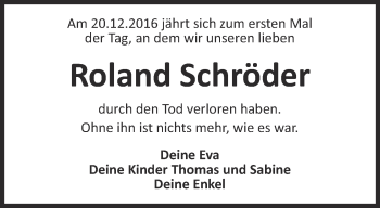 Traueranzeige von Roland Schröder