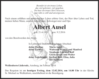 Traueranzeige von Albert Ausel von Thüringer Allgemeine