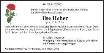 Traueranzeige von Ilse Heber von Thüringer Allgemeine