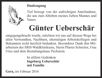 Traueranzeige von Günter Ueberschär von Ostthüringer Zeitung
