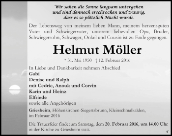 Traueranzeige von Helmut Möller von Thüringer Allgemeine