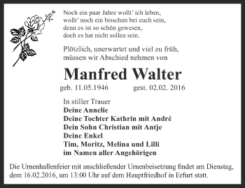 Traueranzeige von Manfred Walter