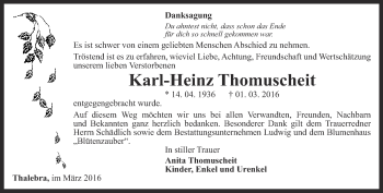 Traueranzeige von Karl-Heinz Thomuscheit von Thüringer Allgemeine