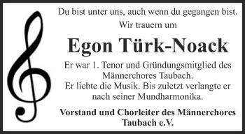 Traueranzeige von Egon Türk-Noack von Thüringer Allgemeine, Thüringische Landeszeitung