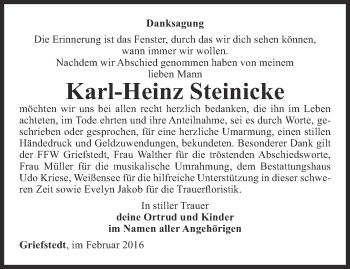 Traueranzeige von Karl-Heinz Steinicke von Thüringer Allgemeine