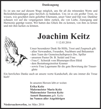 Traueranzeige von Joachim Keitz von Thüringer Allgemeine