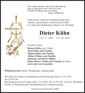 Traueranzeige von Dieter Kühn von Thüringer Allgemeine