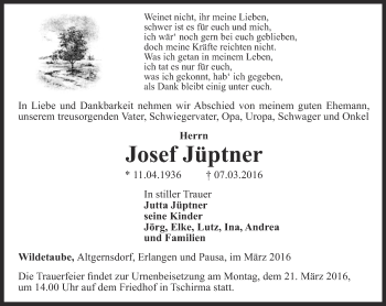 Traueranzeige von Josef Jüptner
