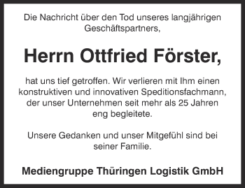 Traueranzeige von Ottfried Förster von Thüringer Allgemeine