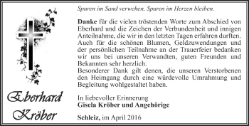 Traueranzeige von Kröber Eberhard von Ostthüringer Zeitung