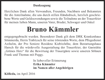 Traueranzeige von Bruno Kämmler von Thüringer Allgemeine