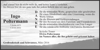 Traueranzeige von Ingo Poltermann von Thüringer Allgemeine, Thüringische Landeszeitung