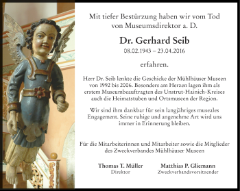 Traueranzeige von Gerhard Seib von Thüringer Allgemeine, Thüringische Landeszeitung