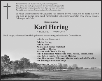 Traueranzeige von Karl Hering von Thüringer Allgemeine