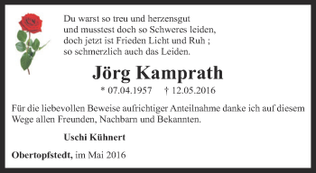 Traueranzeige von Jörg Kamprath von Thüringer Allgemeine