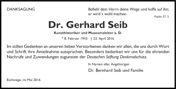 Traueranzeige von Gerhard Seib von Thüringer Allgemeine, Thüringische Landeszeitung