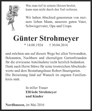 Traueranzeige von Günter Strohmeyer von Thüringer Allgemeine