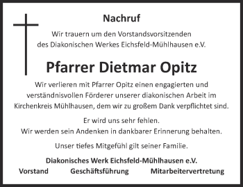 Traueranzeige von Dietmar Opitz von Thüringer Allgemeine, Thüringische Landeszeitung