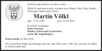 Traueranzeige von Martin Völkl von Thüringer Allgemeine