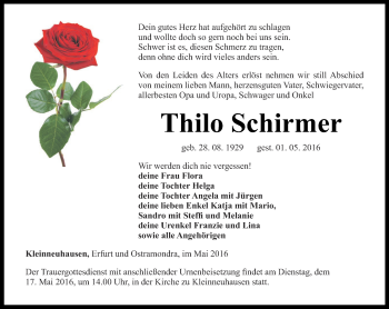 Traueranzeige von Thilo Schirmer von Thüringer Allgemeine