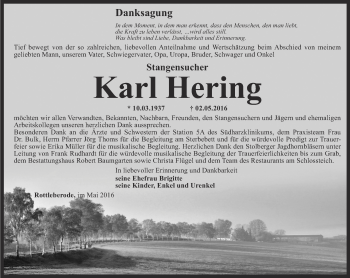 Traueranzeige von Karl Hering von Thüringer Allgemeine