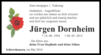 Traueranzeige von Jürgen Dornheim von Thüringer Allgemeine