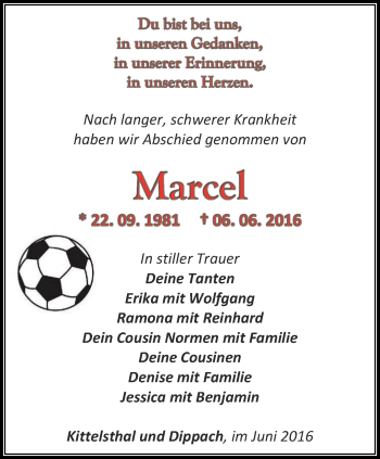 Traueranzeige von Marcel  Schaft von Thüringer Allgemeine, Thüringische Landeszeitung