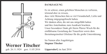Traueranzeige von Werner Titscher von Ostthüringer Zeitung