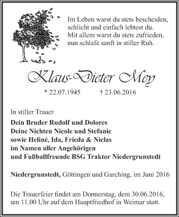 Traueranzeige von Klaus-Dieter Men von Thüringer Allgemeine, Thüringische Landeszeitung