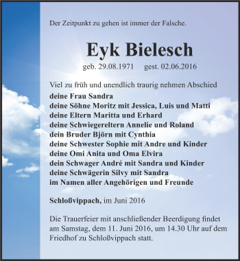 Traueranzeige von Eyk Bielesch von Thüringer Allgemeine