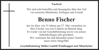 Traueranzeige von Benno Fischer von Thüringer Allgemeine, Thüringische Landeszeitung