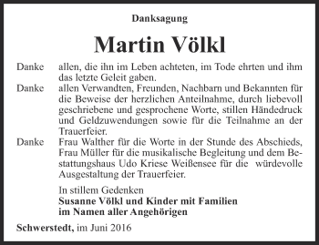 Traueranzeige von Martin Völk von Thüringer Allgemeine