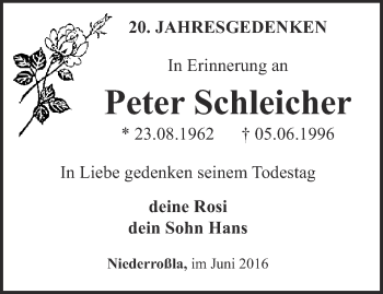 Traueranzeige von Peter Schleicher von Thüringer Allgemeine, Thüringische Landeszeitung