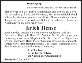 Traueranzeige von Erich Hense von Thüringer Allgemeine